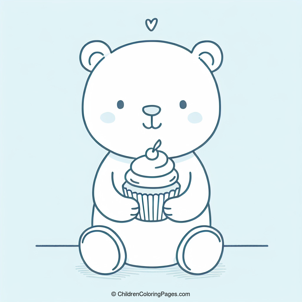 Bear With Cupcake Drawing 1