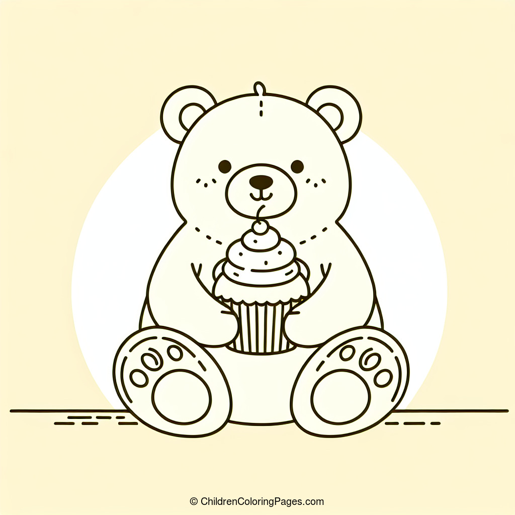 Bear With Cupcake Drawing