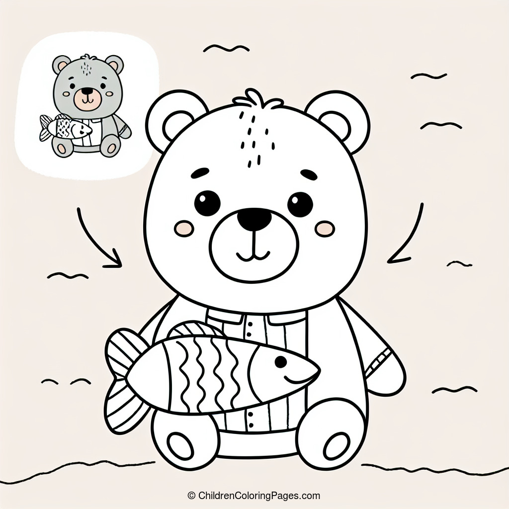 Bear With Fish Drawing