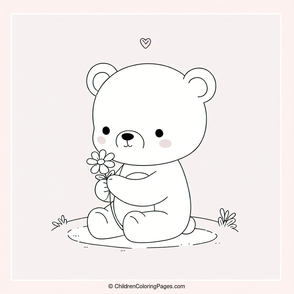 Bear With Flower Drawing