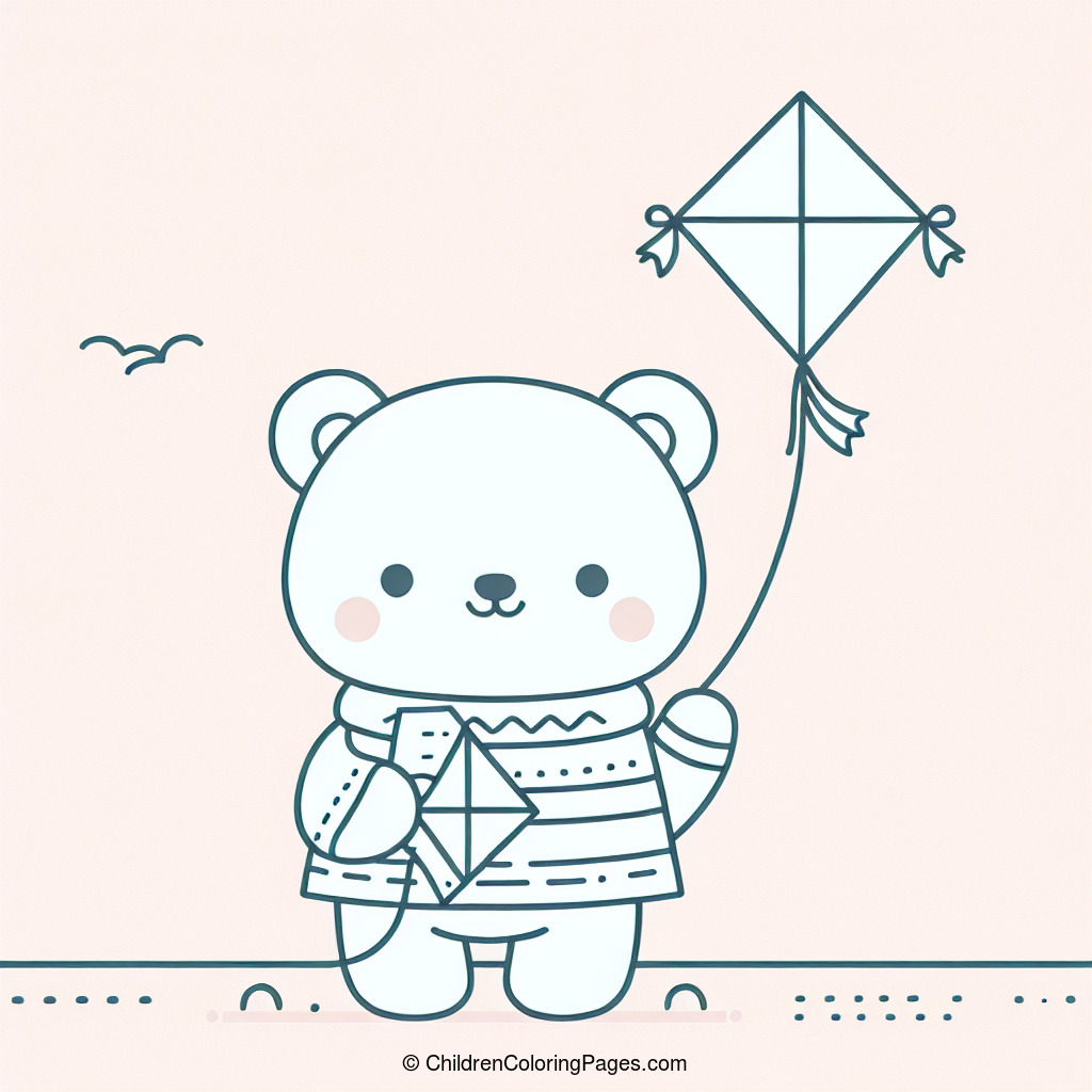 Bear With Kite Drawing 1