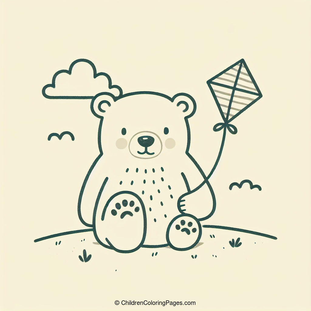 Bear With Kite Drawing