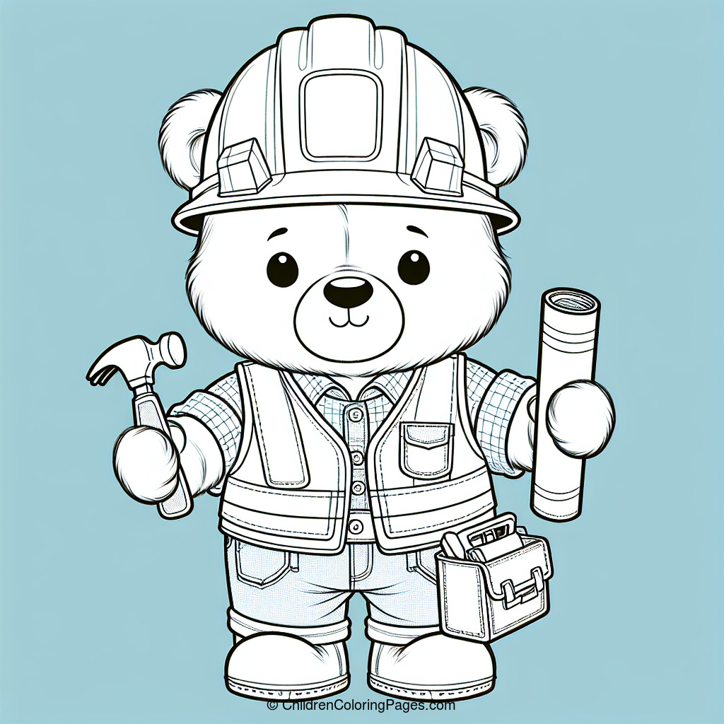 Construction Worker Bear Drawing