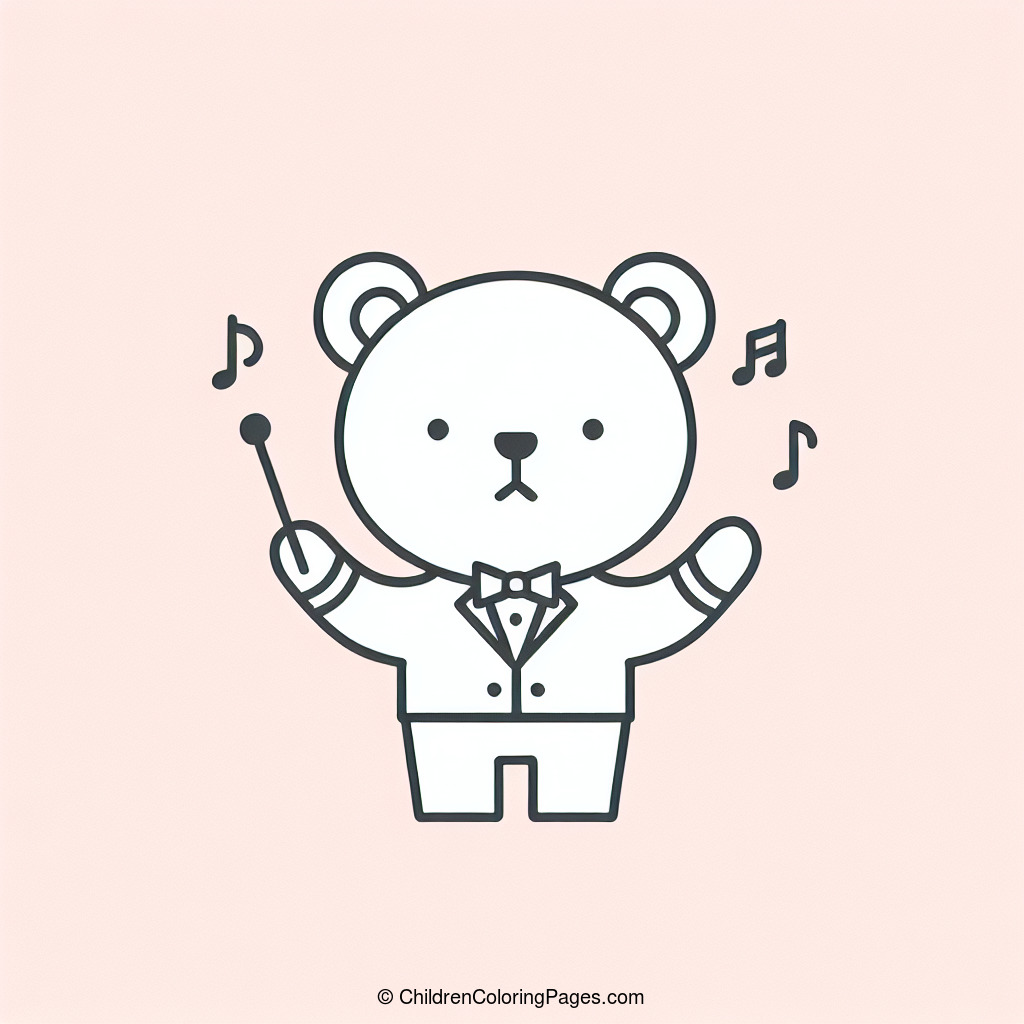 Music Conductor Bear Drawing