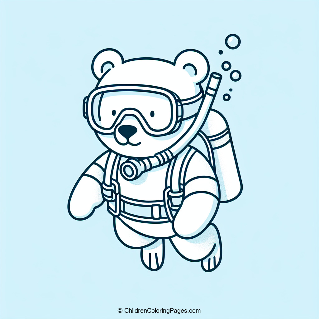 Scuba Diver Bear Drawing