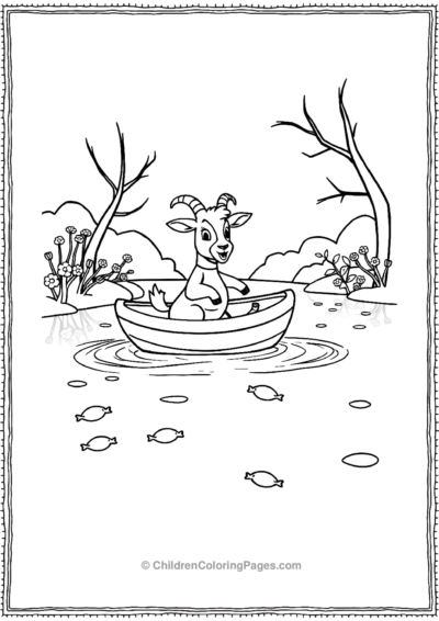 A-Baby-Goat-Sailing-In-A-Lake Free PDF Printable