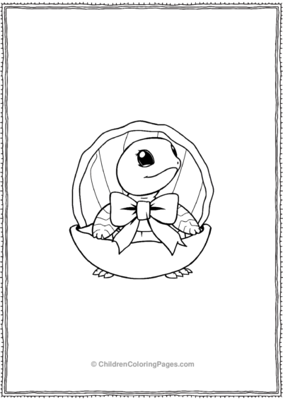 A-Baby-Turtle-Sitting-In-A-Shell-With-A-Big-Bow-Tie Free PDF Printable