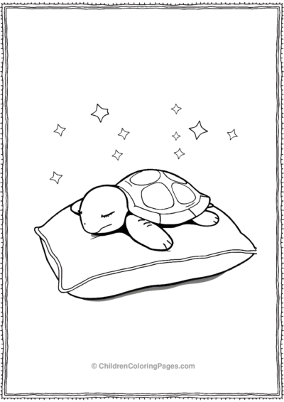 A-Baby-Turtle-Sleeping-Peacefully-On-A-Soft-Pillow Free PDF Printable