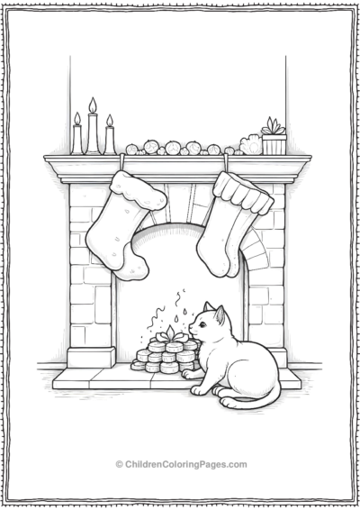 A-Basic-Drawing-Of-A-Fireplace-With-Stockings Free PDF Printable