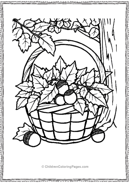 A Basket Filled With Leaves Free PDF Printable