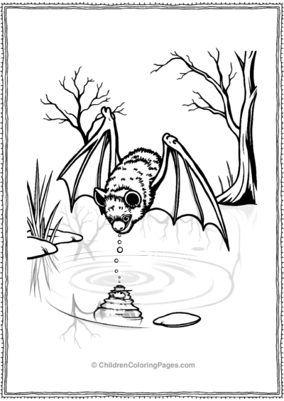 A-Bat-Drinking-Water-From-A-Pond Free PDF Printable