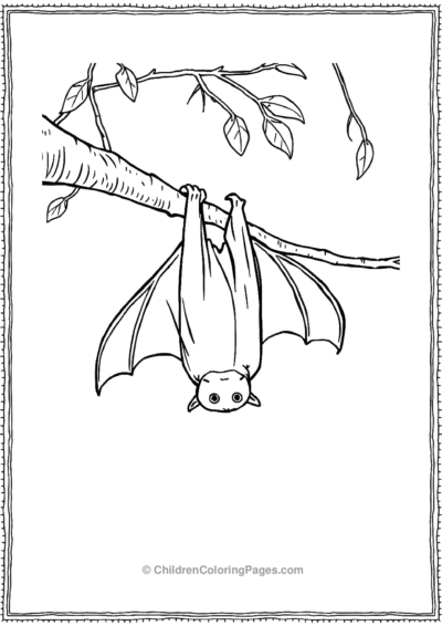 A-Bat-Hnging-Upside-Down-On-A-Tree Free PDF Printable