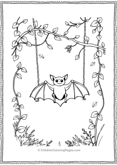 A-Bat-On-Swing-Made-Of-Vines Free PDF Printable