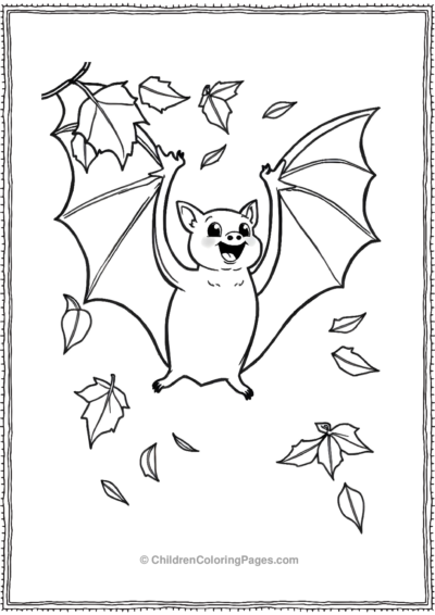 A-Bat-Playing-With-Autmn-Leaves Free PDF Printable