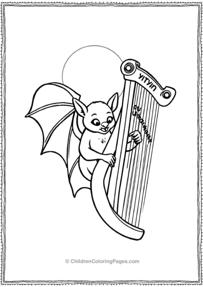 A-Bat-Playing-With-Harp Free PDF Printable