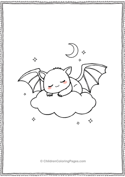 A-Bat-Sleeping-On-Clouds Free PDF Printable