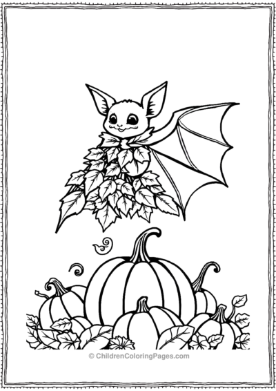 A-Bat-Wearing-A-Cloak-Of-Fallen-Leaves Free PDF Printable