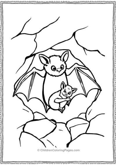 A-Bat-With-Her-Baby-Nestled-In-A-Cave Free PDF Printable