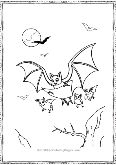 A-Bat-With-Map-Leading-Other-Bats Free PDF Printable