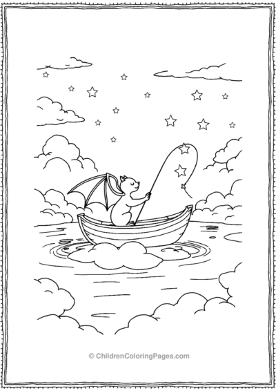 A-Bat-With-Tiny-Boat-Fising-With-Stars Free PDF Printable