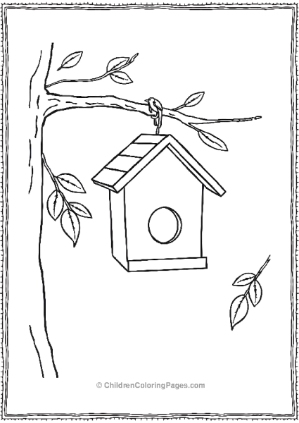 A Bird House Hanging From Branch Free PDF Printable