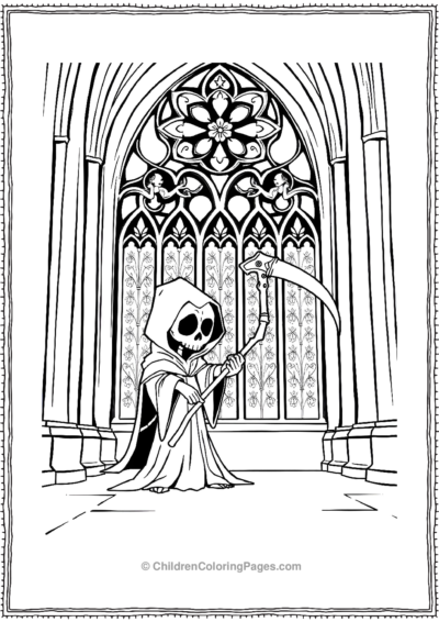 A-Cartoon-Grim-Reaper-In-A-Gothic-Cathedral Free PDF Printable