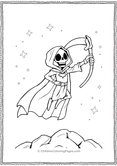 A-Cartoon-Grim-Reaper-In-A-Superhero-Costume Free PDF Printable