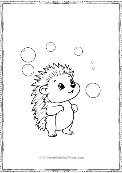 A-Cartoon-Hedgehog-Blowing-Bubbles Free PDF Printable