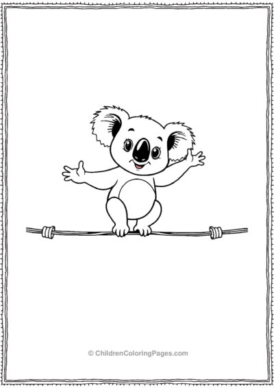 A-Cartoon-Koala-Balancing-On-A-Tightrope Free PDF Printable