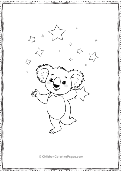 A-Cartoon-Koala-Dancing-Under-The-Stars Free PDF Printable