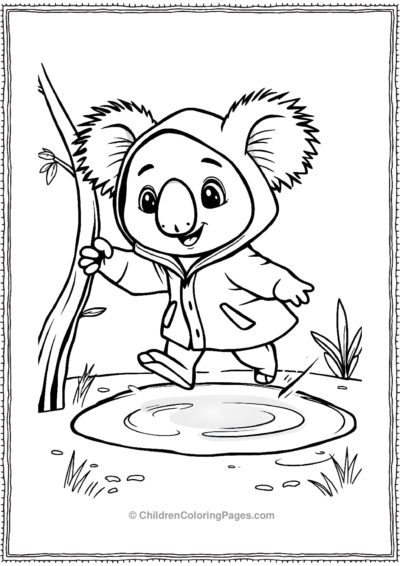 A-Cartoon-Koala-Dressed-In-A-Raincoat Free PDF Printable