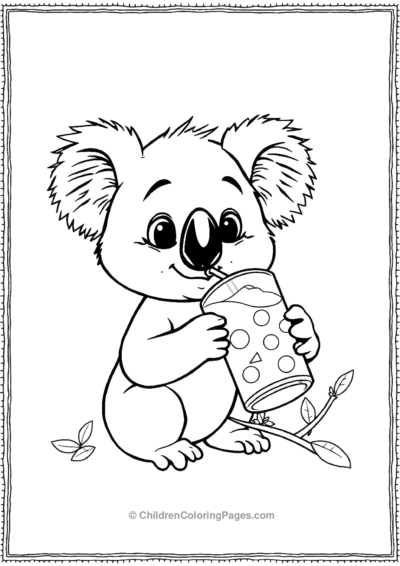 A-Cartoon-Koala-Drinking-Soda-From-A-Can Free PDF Printable