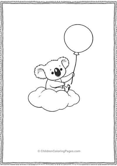 A-Cartoon-Koala-Floating-On-A-Cloud Free PDF Printable