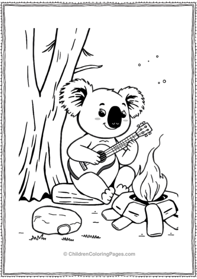 A-Cartoon-Koala-Playing-A-Ukulele Free PDF Printable