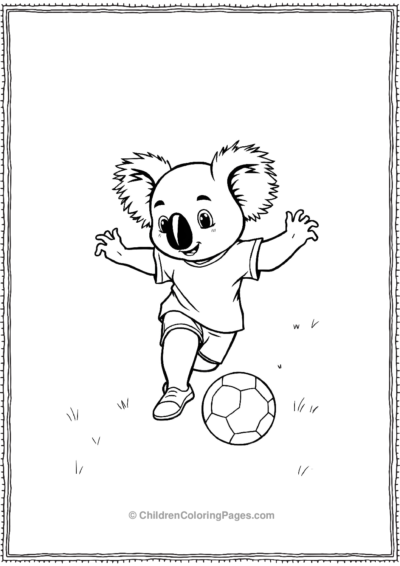 A-Cartoon-Koala-Playing-Soccer Free PDF Printable