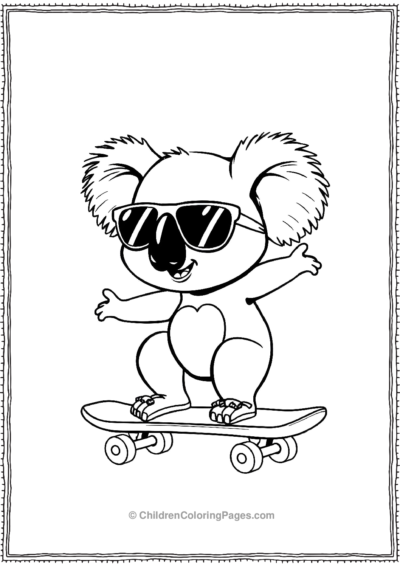 A-Cartoon-Koala-Riding-A-Skateboard Free PDF Printable