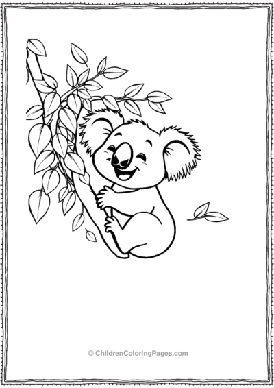 A-Cartoon-Koala-Swinging-From-A-Vine Free PDF Printable