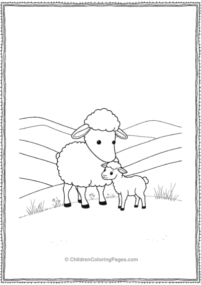 A-Cartoon-Mother-Sheep-Nuzzling-Her-Lamb Free PDF Printable