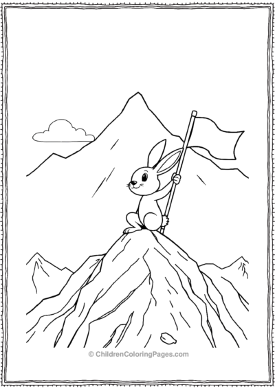 A-Cartoon-Rabbit-Climbing-A-Mountain Free PDF Printable