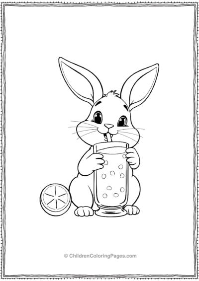 A-Cartoon-Rabbit-Drinking-Lemonade Free PDF Printable