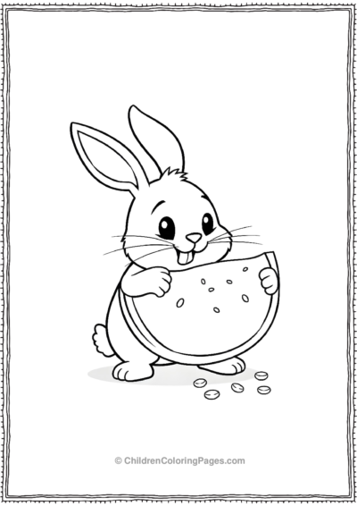 A-Cartoon-Rabbit-Eating-Watermelon Free PDF Printable