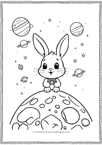 A-Cartoon-Rabbit-Exploring-Outer-Space Free PDF Printable