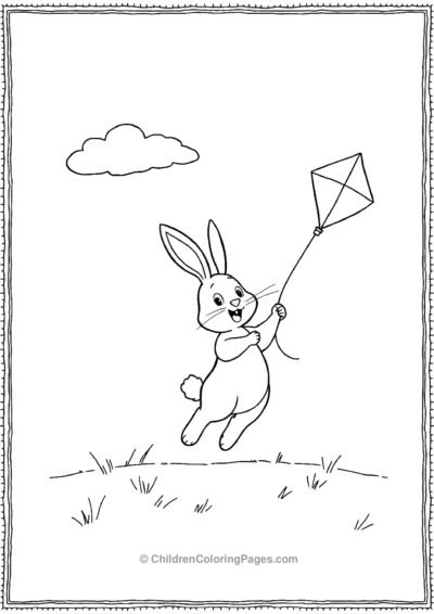 A-Cartoon-Rabbit-Flying-A-Kite Free PDF Printable