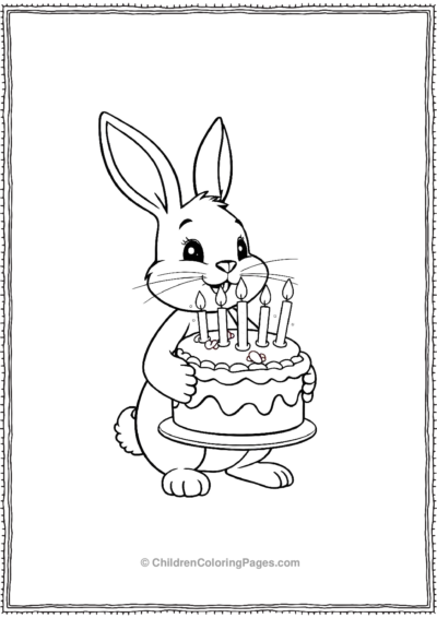 A-Cartoon-Rabbit-Holding-A-Birthday-Cake Free PDF Printable