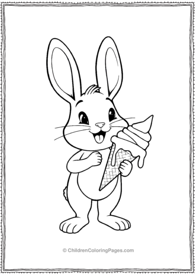 A-Cartoon-Rabbit-Holding-An-Ice-Cream-Cone Free PDF Printable