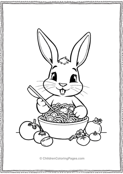 A-Cartoon-Rabbit-Making-A-Salad Free PDF Printable