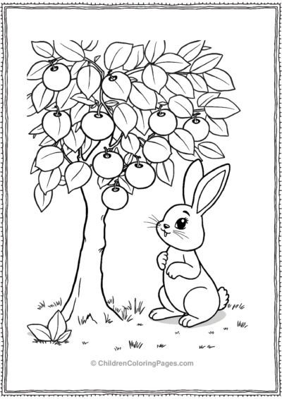 A-Cartoon-Rabbit-Picking-Apples-From-A-Tree Free PDF Printable