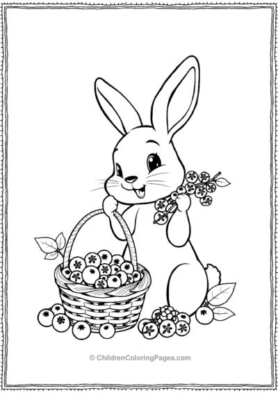 A-Cartoon-Rabbit-Picking-Berries Free PDF Printable