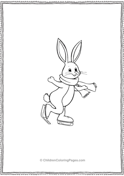 A-Cartoon-Rabbit-Skating-On-Ice Free PDF Printable