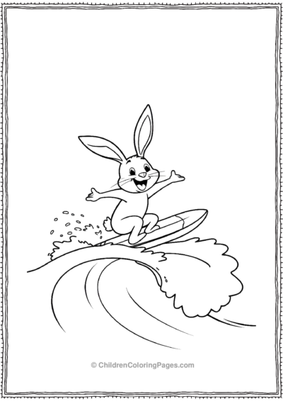 A-Cartoon-Rabbit-Surfing-On-A-Wave Free PDF Printable